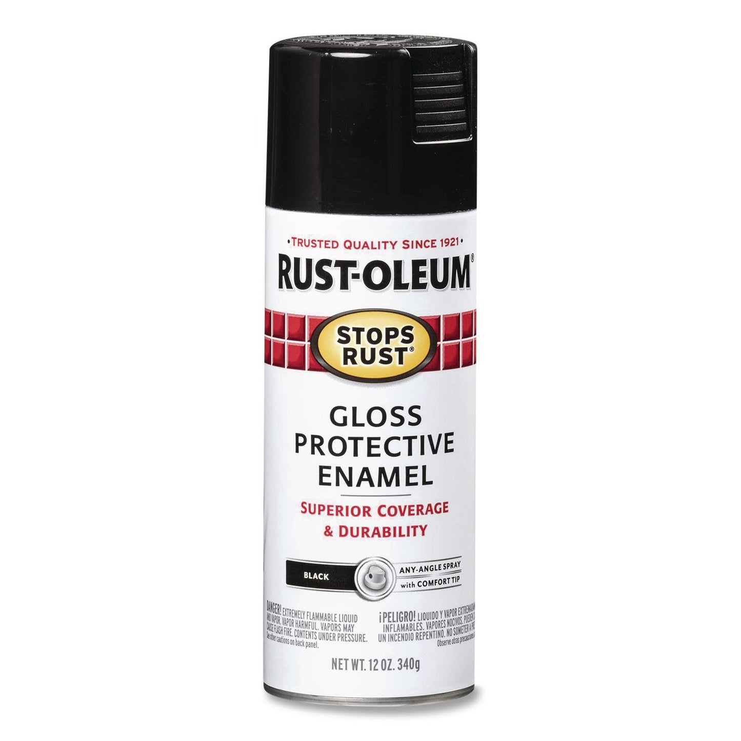 Rust-Oleum® Stops Rust Spray Paint, Gloss Black, 12 oz Aerosol Can, 6/Carton (RST7779830)