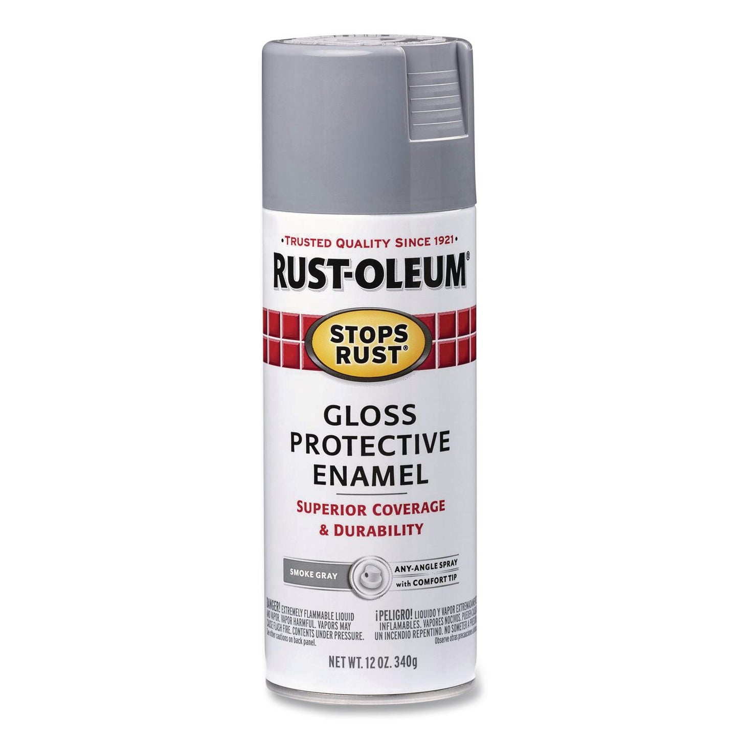 Rust-Oleum® Stops Rust Spray Paint, Gloss Smoke Gray, 12 oz Aerosol Can, 6/Carton (RST7786830)