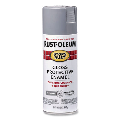 Rust-Oleum® Stops Rust Spray Paint, Gloss Smoke Gray, 12 oz Aerosol Can, 6/Carton (RST7786830)