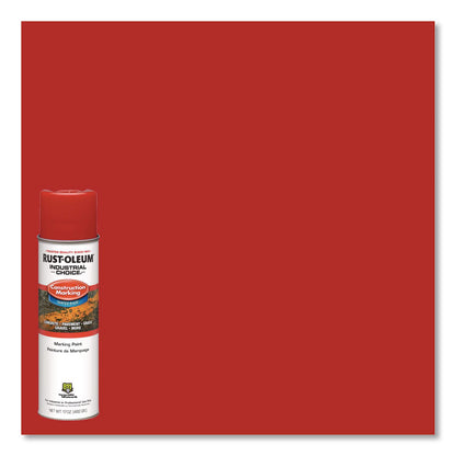 Rust-Oleum® Industrial Choice M1400 System Water-Based Construction Marking Paint, Gloss Safety Red, 17 oz Aerosol Can, 12/Carton (RST264696)