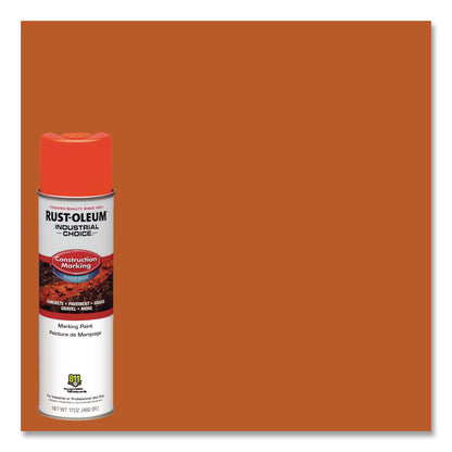 Rust-Oleum® Industrial Choice M1400 System Water-Based Construction Marking Paint, Gloss Fluorescent Red-Orange, 17 oz Aerosol Can, 12/CT (RST264699)