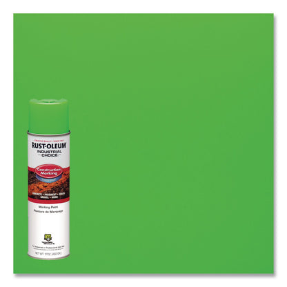 Rust-Oleum® Industrial Choice M1400 System Water-Based Construction Marking Paint, Gloss Fluorescent Green, 17 oz Aerosol Can, 12/Carton (RST264700)