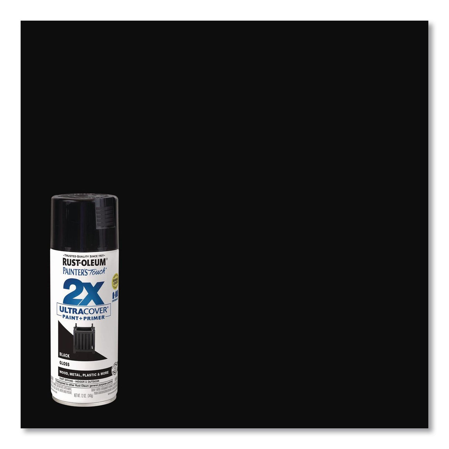 Rust-Oleum® Painter's Touch 2X Ultra Cover Spray Paint, Gloss Black, 12 oz Aerosol Can, 6/Carton (RST334026)