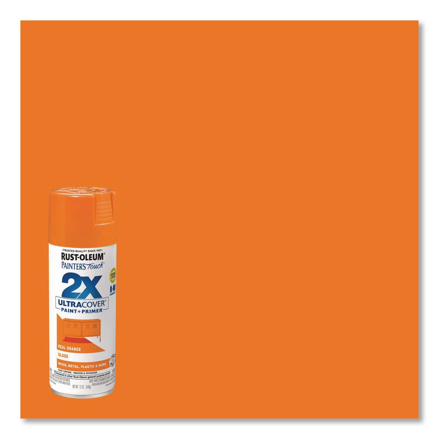 Rust-Oleum® Painter's Touch 2X Ultra Cover Spray Paint, Gloss Real Orange,12 oz Aerosol Can, 6/Carton (RST334043)