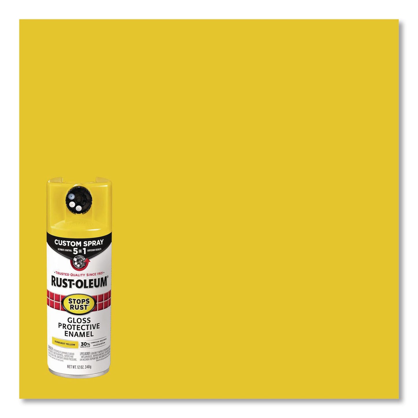 Rust-Oleum® Stops Rust Spray Paint, Gloss Yellow, 12 oz Aerosol Can, 6/Carton (RST7747830)