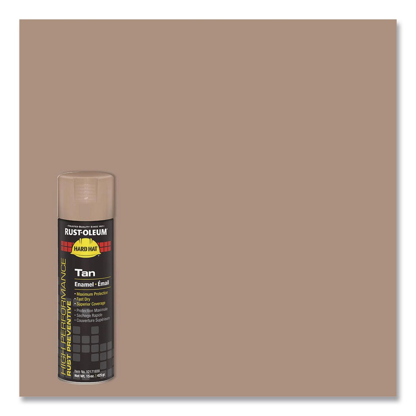 Rust-Oleum® Hard Hat High Performance V2100 System Rust Preventive Enamel Spray Paint, Gloss Tan, 15 oz Aerosol Can, 6/Carton (RSTV2171838)