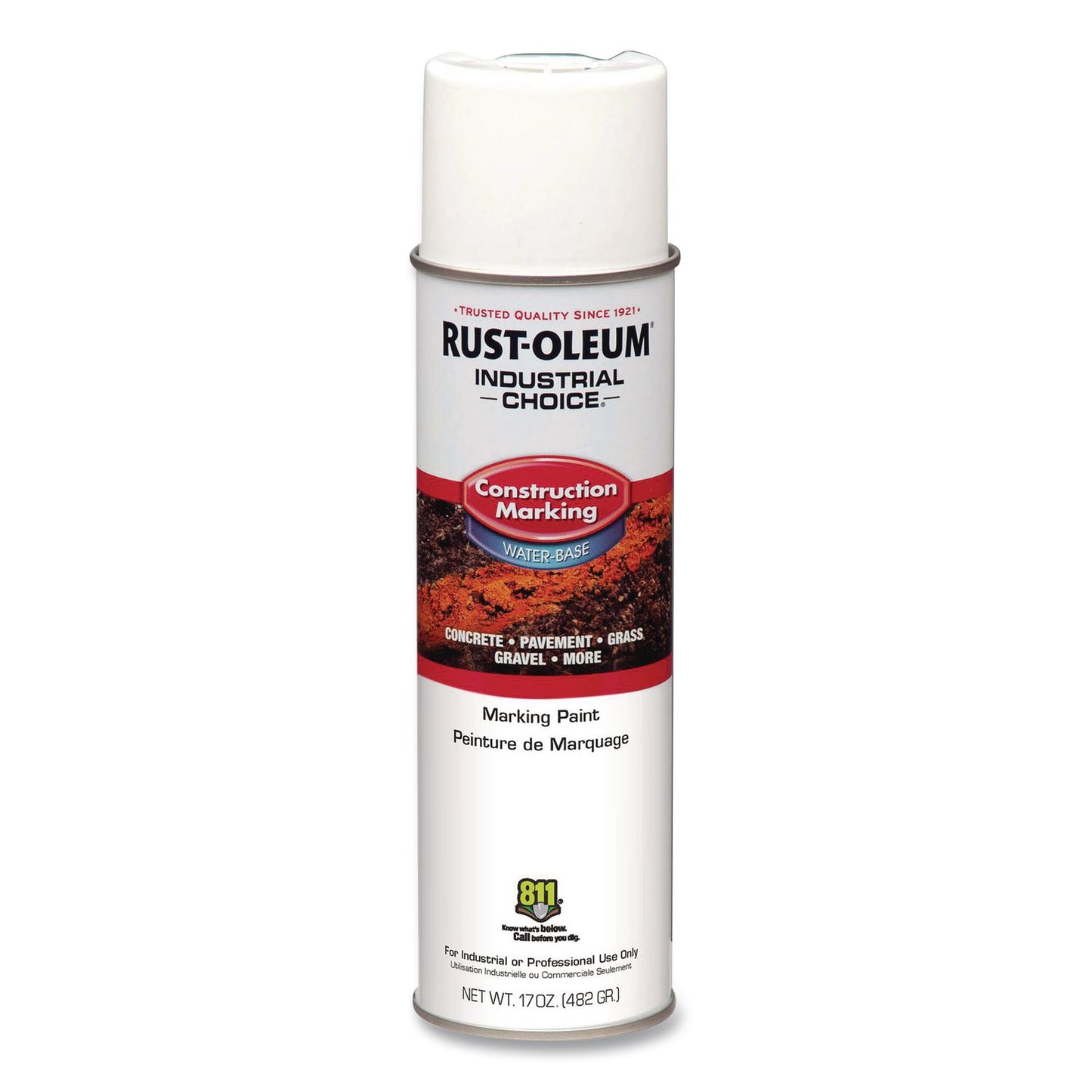 Rust-Oleum® Industrial Choice M1400 System Water-Based Construction Marking Paint, Gloss White, 17 oz Aerosol Can, 12/Carton (RST264692CT)