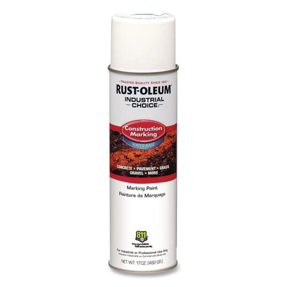 Rust-Oleum® Industrial Choice M1400 System Water-Based Construction Marking Paint, Gloss White, 17 oz Aerosol Can, 12/Carton (RST264692CT)