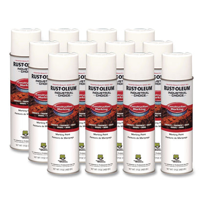 Rust-Oleum® Industrial Choice M1400 System Water-Based Construction Marking Paint, Gloss White, 17 oz Aerosol Can, 12/Carton (RST264692CT)