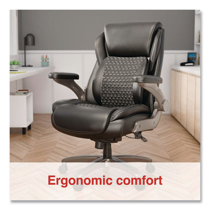 Alera® Leithen Bonded Leather Big and Tall Midback Chair, Supports 400 lbs,19.49" - 22.44" Seat Height, Black Seat/Back, Silver Base (ALELT42B49)