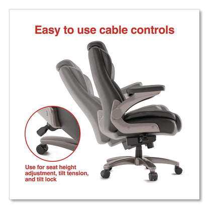 Alera® Leithen Bonded Leather Big and Tall Midback Chair, Supports 400 lbs,19.49" - 22.44" Seat Height, Black Seat/Back, Silver Base (ALELT42B49)