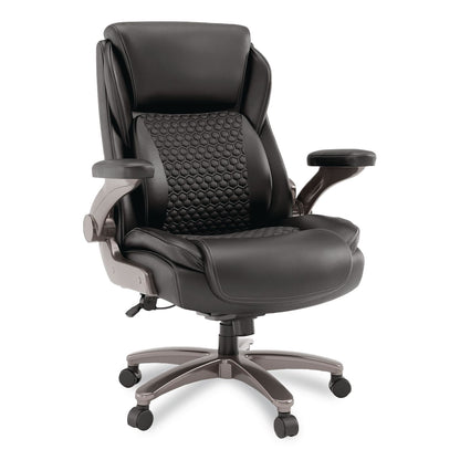 Alera® Leithen Bonded Leather Big and Tall Midback Chair, Supports 400 lbs,19.49" - 22.44" Seat Height, Black Seat/Back, Silver Base (ALELT42B49)
