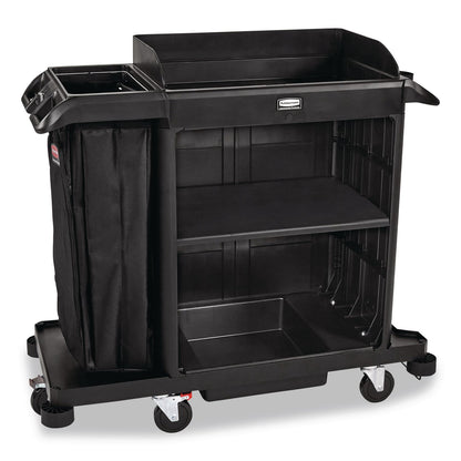 Rubbermaid® Commercial Compact Housekeeping Cart?, Plastic, 3 Shelves 1 Bin, 23 x 53.12 x 19.1, Black (RCP2202585)