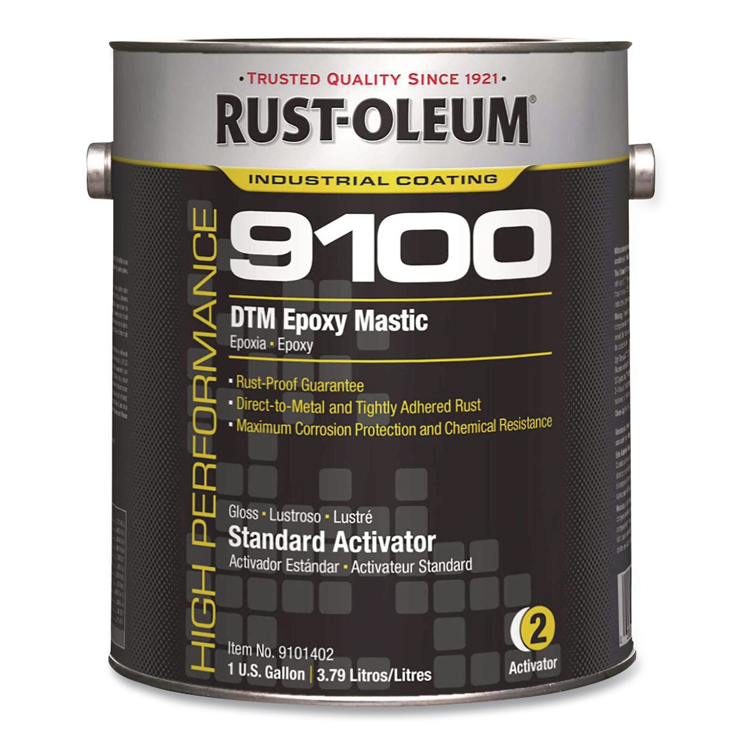 Rust-Oleum® High Performance 9100 System DTM Epoxy Mastic Paint, Gloss Clear, 1 gal Bucket/Pail, 2/Carton (RST9101402)
