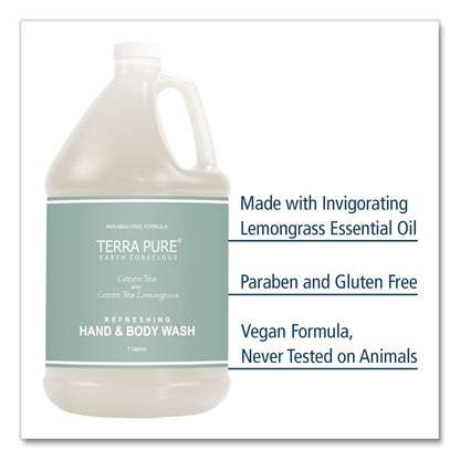 Diversified Hospitality Solutions Terra Pure Body Wash Gallon, Green Tea Lemongrass Scent, 1 gal Bottle (DHS002294EA)