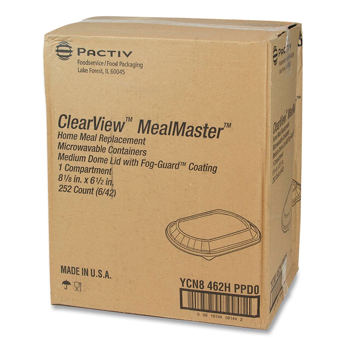 Pactiv Evergreen Clearview MealMaster Rectangle Container Dome, 8.12 x 6.5, Clear, 252/Carton (PCTYCN8462HPPD)