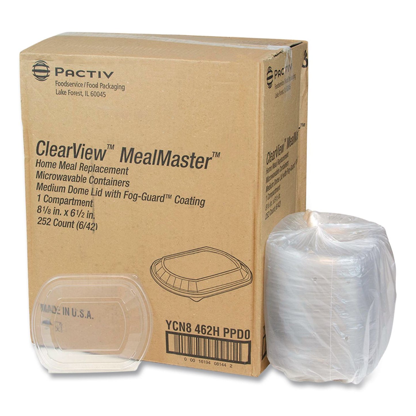 Pactiv Evergreen Clearview MealMaster Rectangle Container Dome, 8.12 x 6.5, Clear, 252/Carton (PCTYCN8462HPPD)