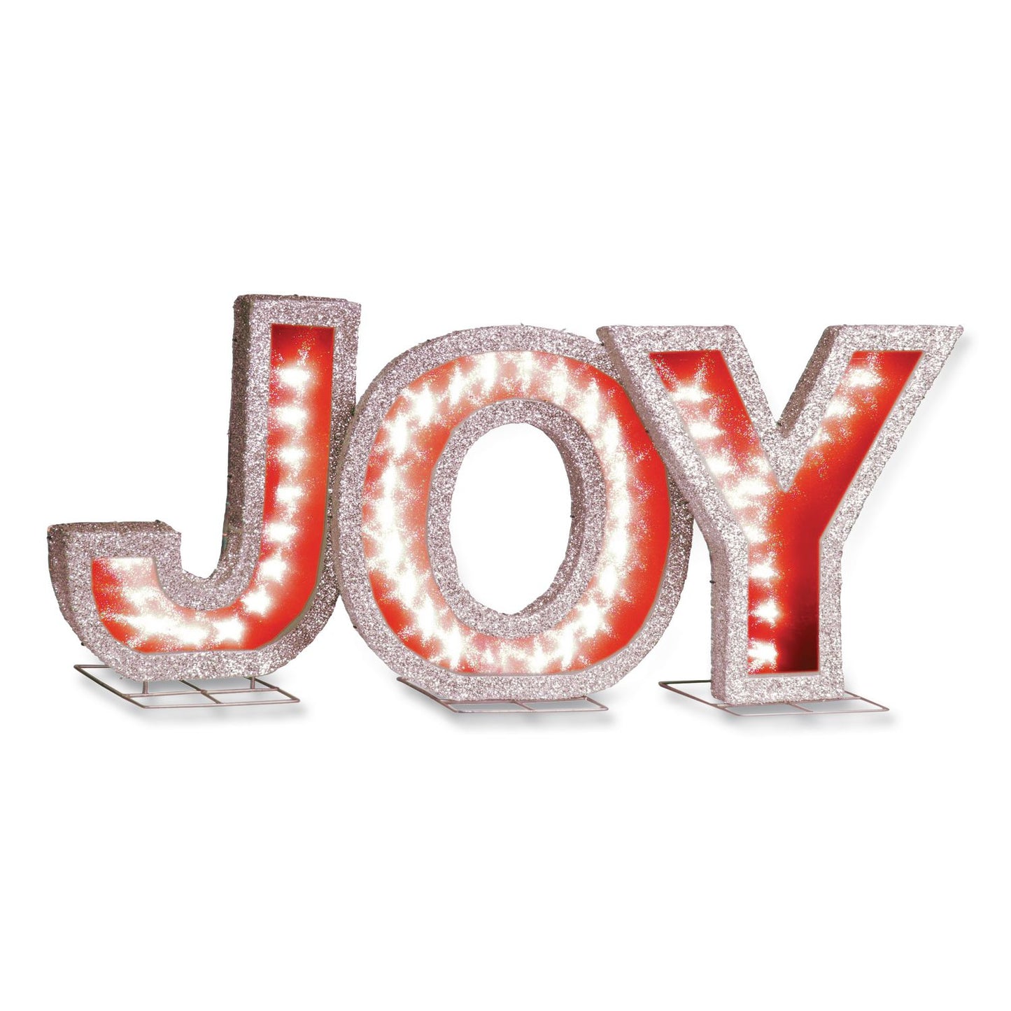 National Tree Company® Pre-Lit LED JOY Decoration, AC Powered, Blue/Green/Red LED Lights, 1.75" x 55" x 18", Red (NTTDF000021X)