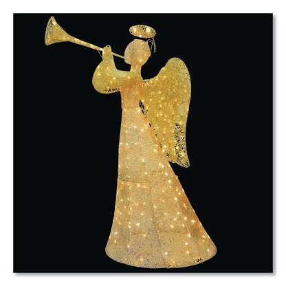 National Tree Company® Champagne Angel Decoration, AC Powered, Warm White LED Lights, 18" x 33" x 60", Champagne (NTTDF210004C)