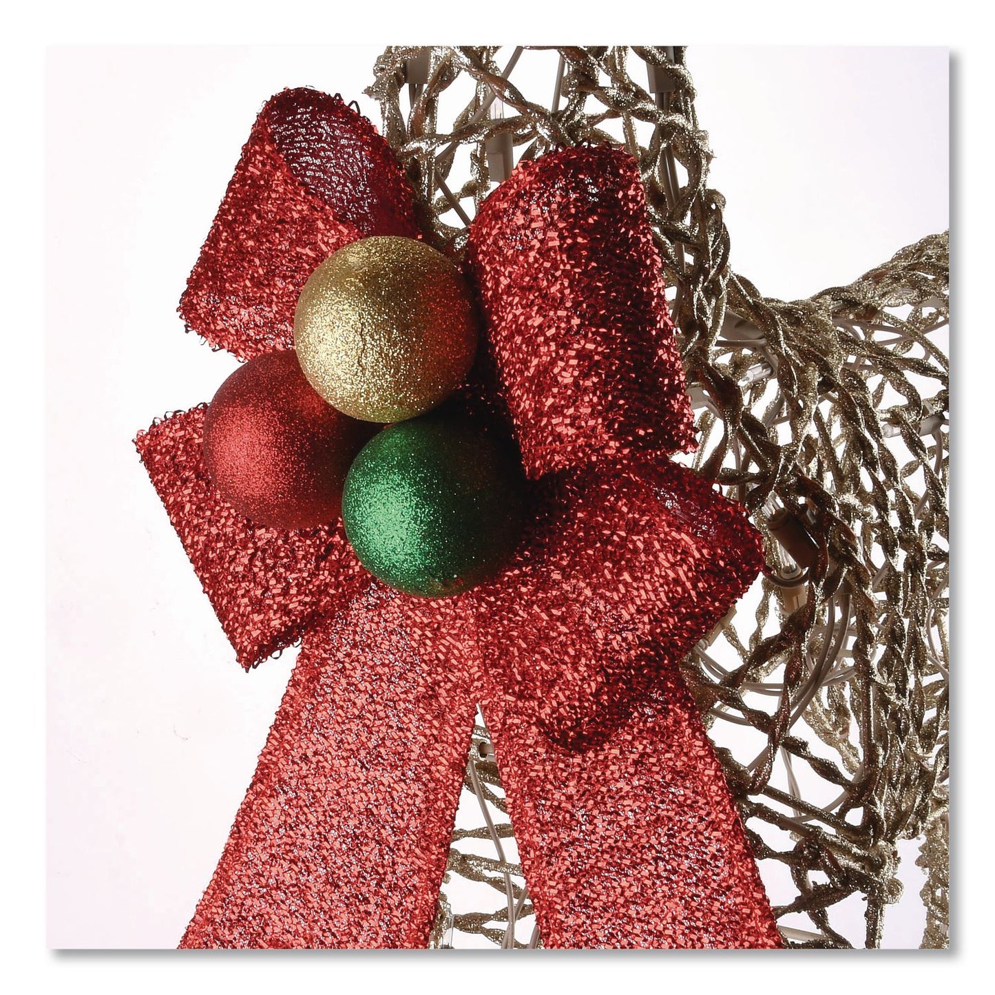 National Tree Company® Champagne Glitter Deer Family, AC Powered, Warm White LED Lights, 27" x 8.5" x 60", Champagne (NTTDF370001U)