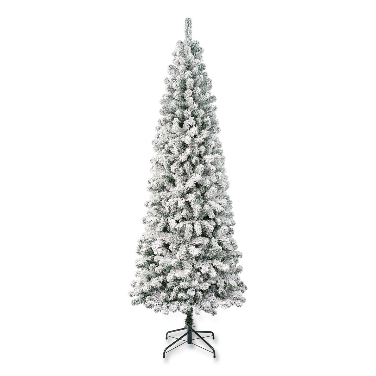 National Tree Company® Acacia Medium Flocked Tree, 34" x 34" x 88.5" Green Tree, Green Tree Stand (NTTAC10050275F)