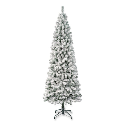National Tree Company® Acacia Medium Flocked Tree, 34" x 34" x 88.5" Green Tree, Green Tree Stand (NTTAC10050275F)