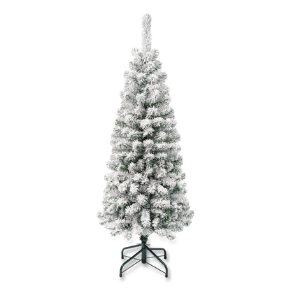 National Tree Company® Acacia Pencil Slim Flocked Tree, 21" x 21" x 53.1", Green Tree, Green Tree Stand (NTTAC10050445F)