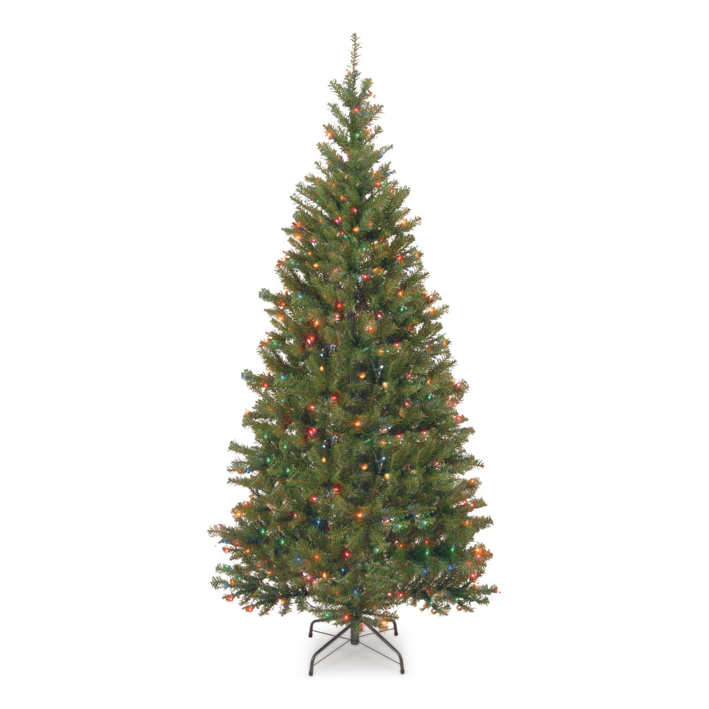 National Tree Company® Pre-Lit Aspen Spruce Slim Tree, 48" x 48" x 90", Green Tree, Green Tree Stand (NTTAP730175)
