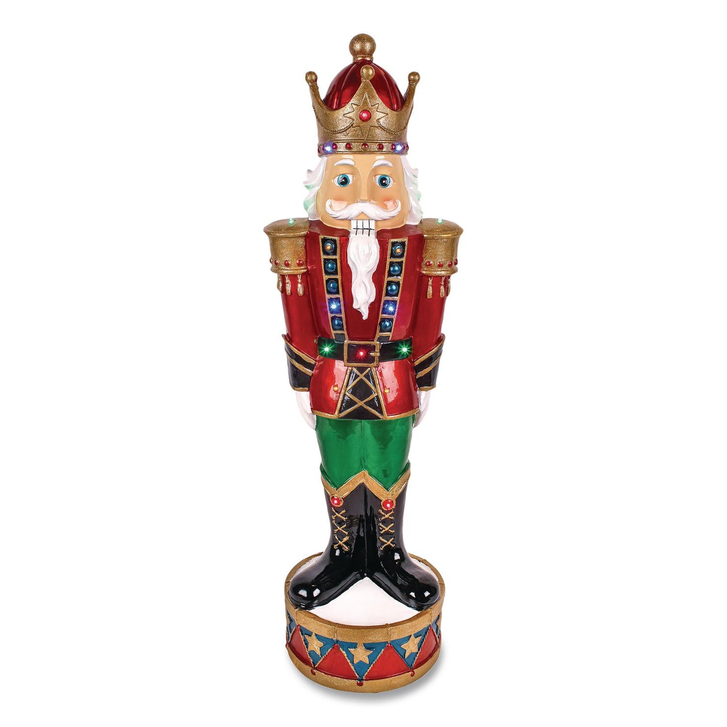 National Tree Company® Nutcracker Christmas Decor, AC Powered, Blue/Green/Red/Yellow LED Lights, 10" x 11.37" x 36.5", Red (NTTBG18492AR1)