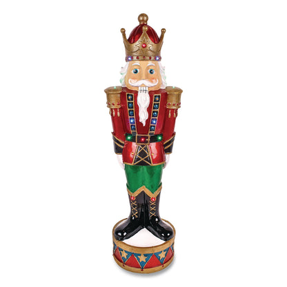 National Tree Company® Nutcracker Christmas Decor, AC Powered, Blue/Green/Red/Yellow LED Lights, 10" x 11.37" x 36.5", Red (NTTBG18492AR1)