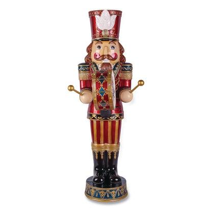 National Tree Company® Animated Nutcracker, AC Powered, Blue/Green/Red/Yellow LED Lights, 22.25" x 18" x 58.5", Red (NTTBG20587A)