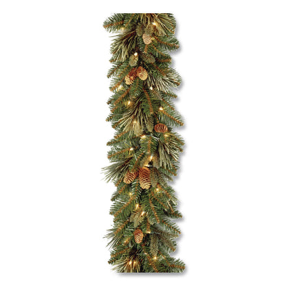 National Tree Company® Pre-Lit Carolina Pine Garland, AC Powered, Clear Incandescent Lights, 108" Long, Green (NTTCAP33069A1)