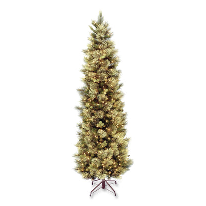 National Tree Company® Pre-Lit Carolina Pine Slim Tree, 29" x 29" x 78", Green Tree, Green Tree Stand (NTTCAP333065)