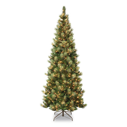 National Tree Company® Pre-Lit Charleston Pine Slim Tree, 50" x 50" x 108", Green Tree, Green Tree Stand (NTTCHR330490)