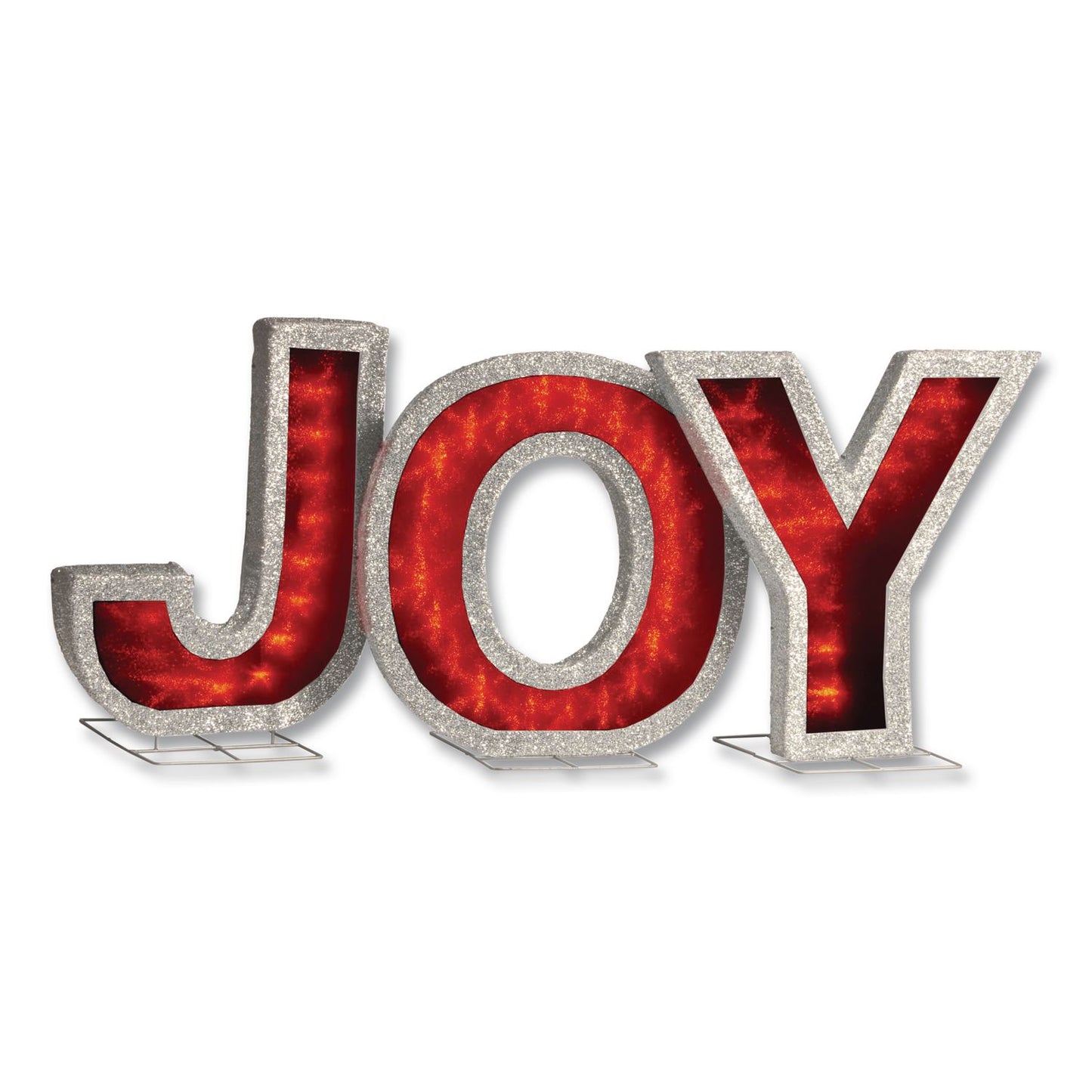 National Tree Company® Pre-Lit LED JOY Decoration, AC Powered, Blue/Green/Red LED Lights, 1.75" x 55" x 18", Red (NTTDF000021X)