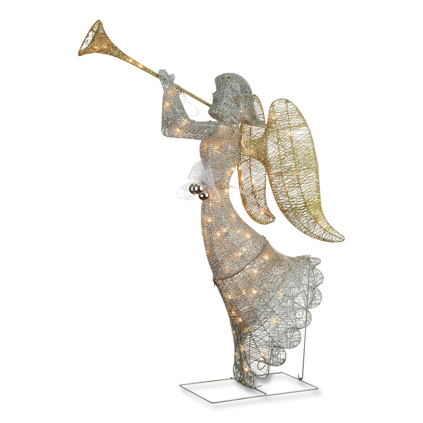 National Tree Company® Silver Angel Decor, AC Powered, Cool White LED Lights, 24" x 30 "x 48", Silver (NTTDF070005U)