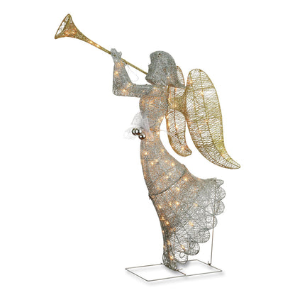 National Tree Company® Silver Angel Decor, AC Powered, Cool White LED Lights, 24" x 30 "x 48", Silver (NTTDF070005U)