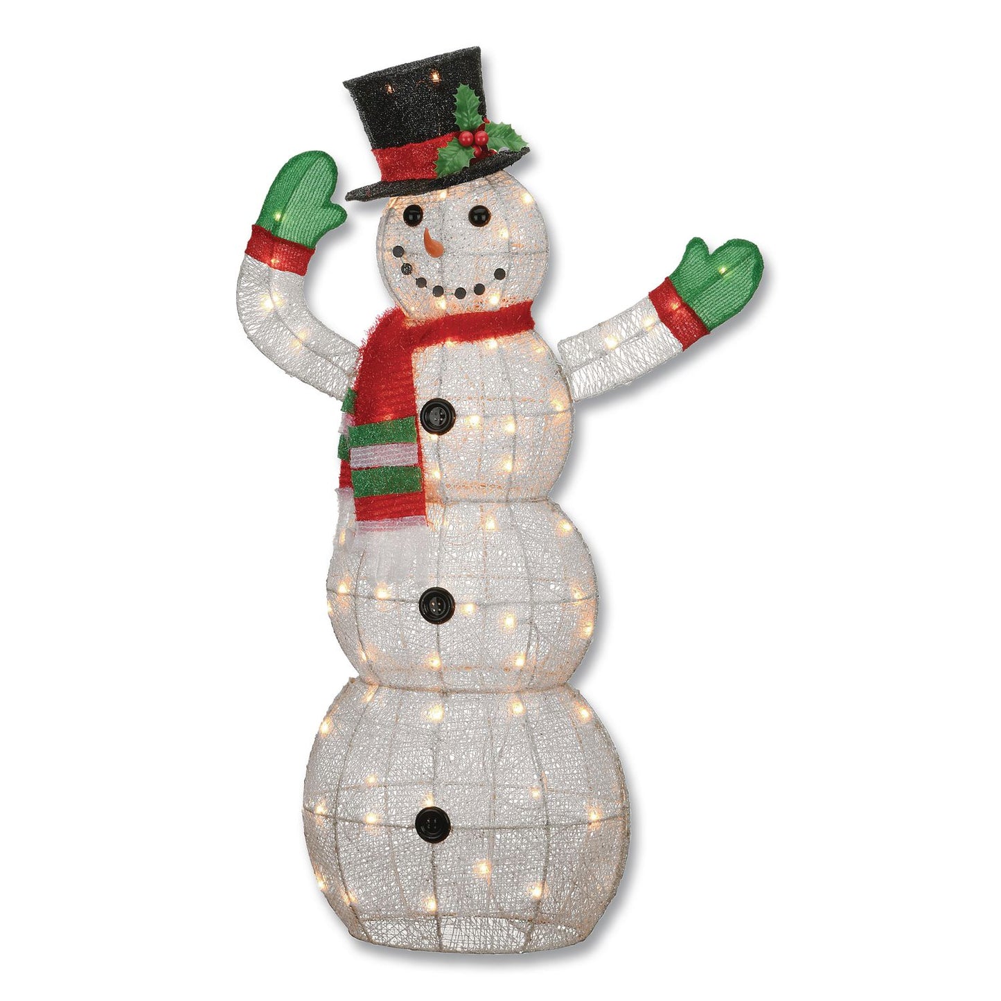 National Tree Company® Snowman Decoration, AC Powered, Cool White LED Lights, 13.5" x 27.5" x 48", White (NTTDF070114C)