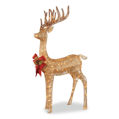 National Tree Company® Pre-Lit Standing Reindeer, AC Powered, Warm White LED Lights, 20.5" x 27" x 48", Champagne (NTTDF105010U)