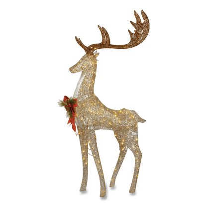 National Tree Company® Pre-Lit Crystal Champagne Standing Buck, AC Powered, Warm White LED Lights, 9" x 26" x 55", Assorted Colors (NTTDF120005U)