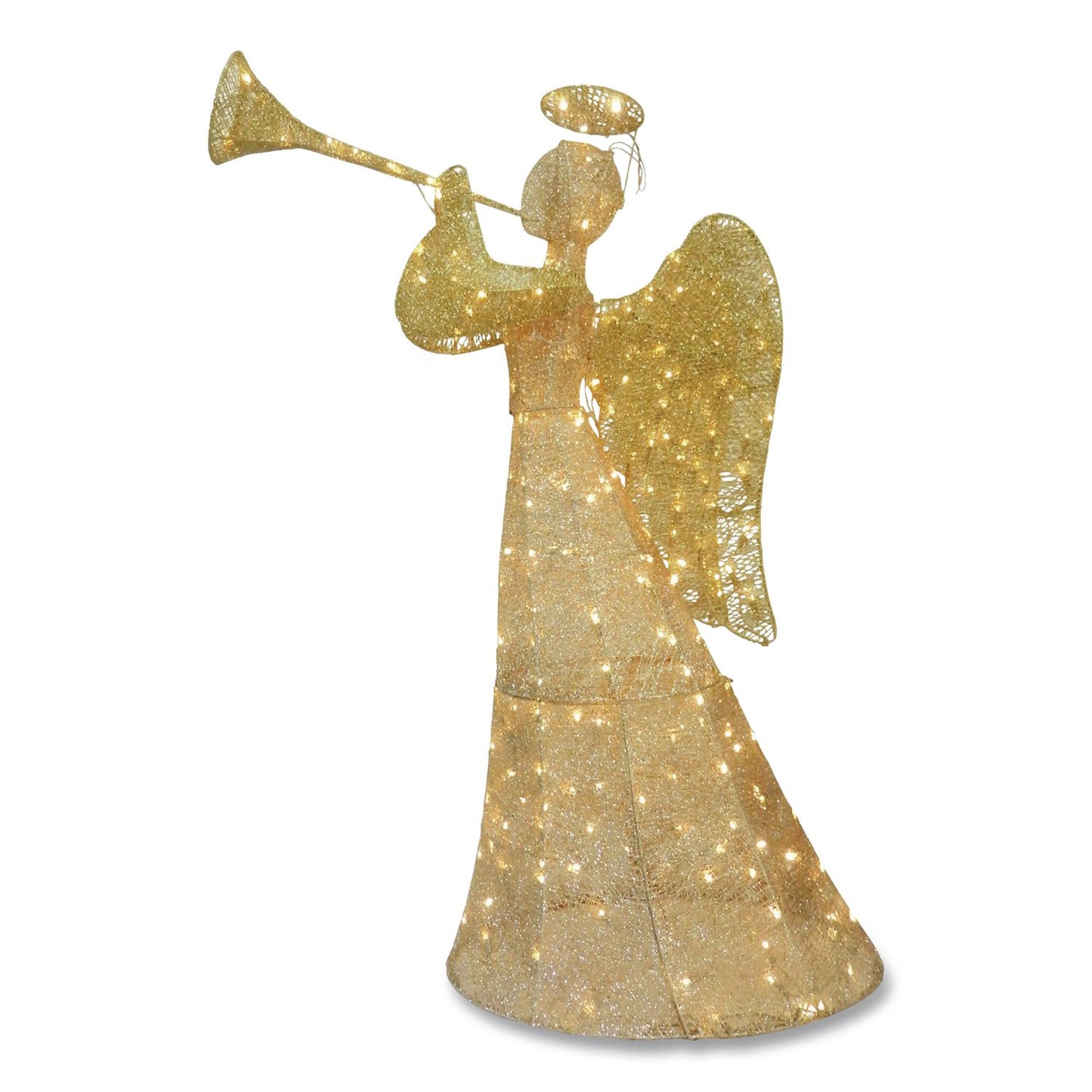 National Tree Company® Champagne Angel Decoration, AC Powered, Warm White LED Lights, 18" x 33" x 60", Champagne (NTTDF210004C)