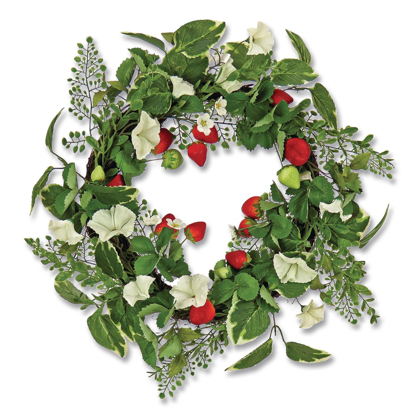 National Tree Company® Petunia and Strawberry Wreath, 22" Diameter x 5"h, White (NTTDS69S21G9324)