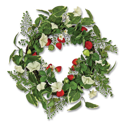National Tree Company® Petunia and Strawberry Wreath, 22" Diameter x 5"h, White (NTTDS69S21G9324)