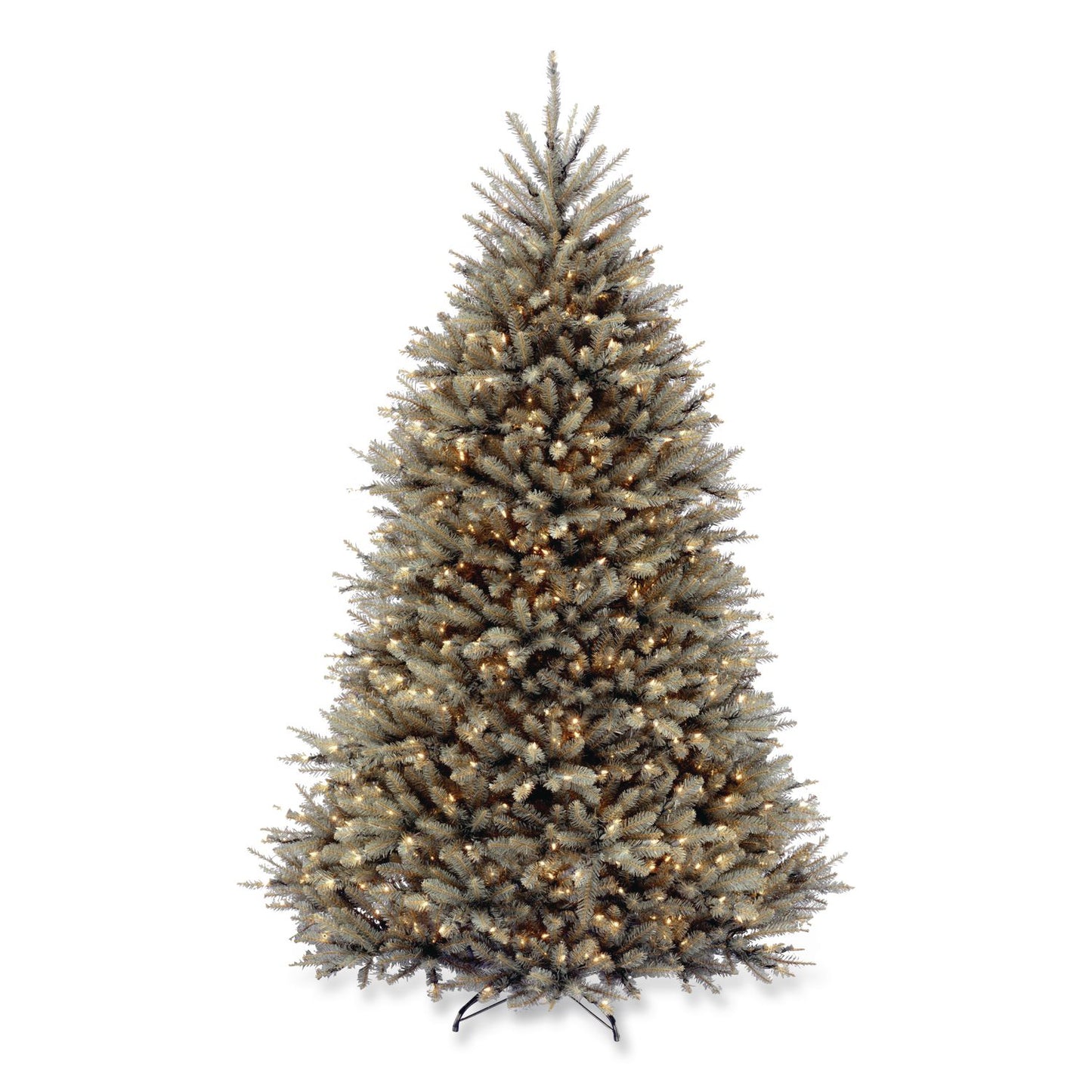 National Tree Company® Pre-Lit Dunhill Fir Blue Spruce Tree, 59" x 59" x 90", Blue Tree, Green Tree Stand (NTTDUBH75LO)