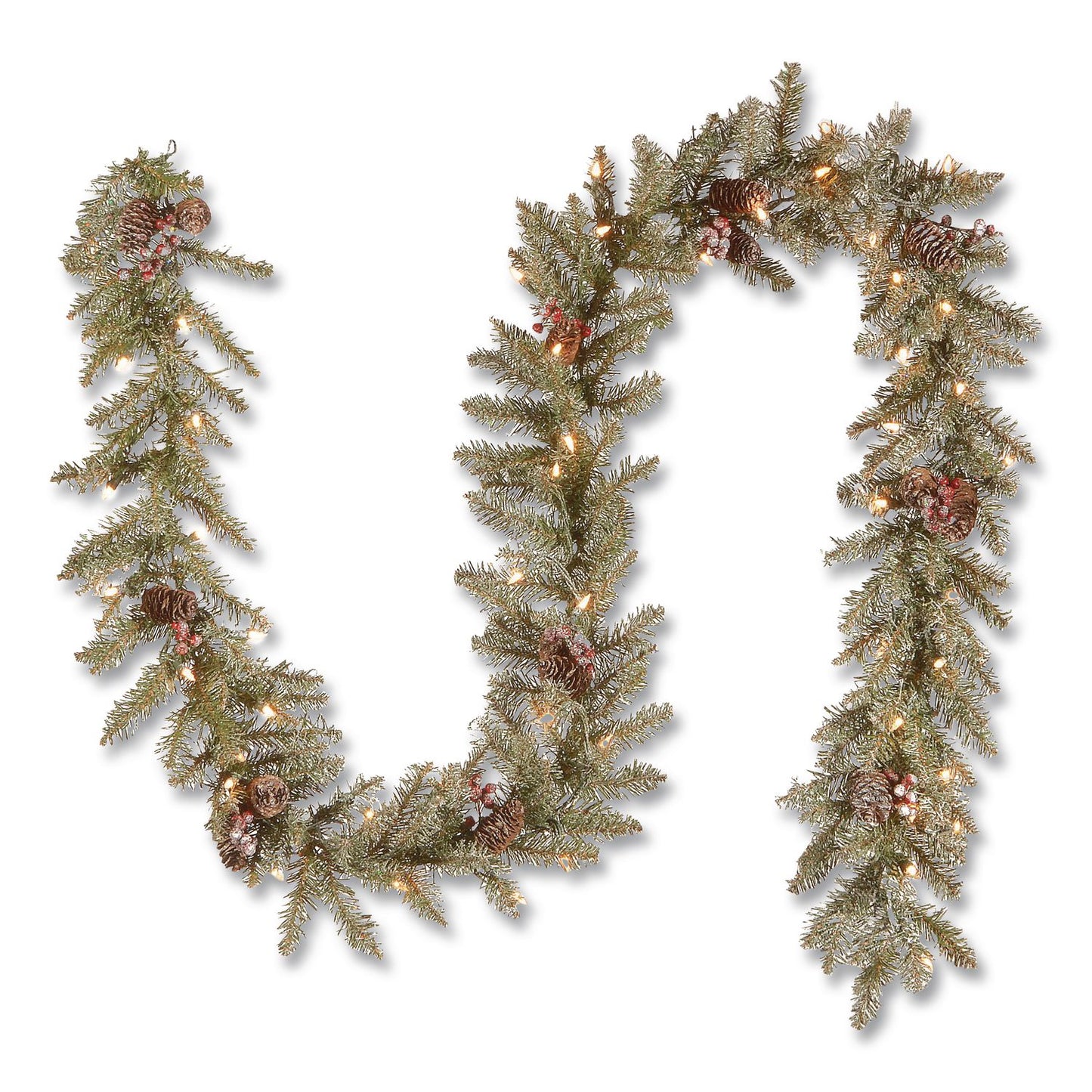 National Tree Company® Pre-Lit Dunhill Fir Garland, AC Powered, Clear Incandescent Lights, 108" Long, Green (NTTDUF3009A1)