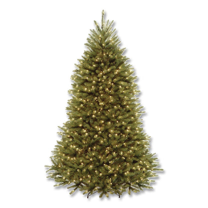 National Tree Company® Pre-Lit Dunhill Fir Tree with PowerConnect, Dual Color Lights, 52" x 52" x 84", Green Tree, Green Tree Stand (NTTDUH3D3070)