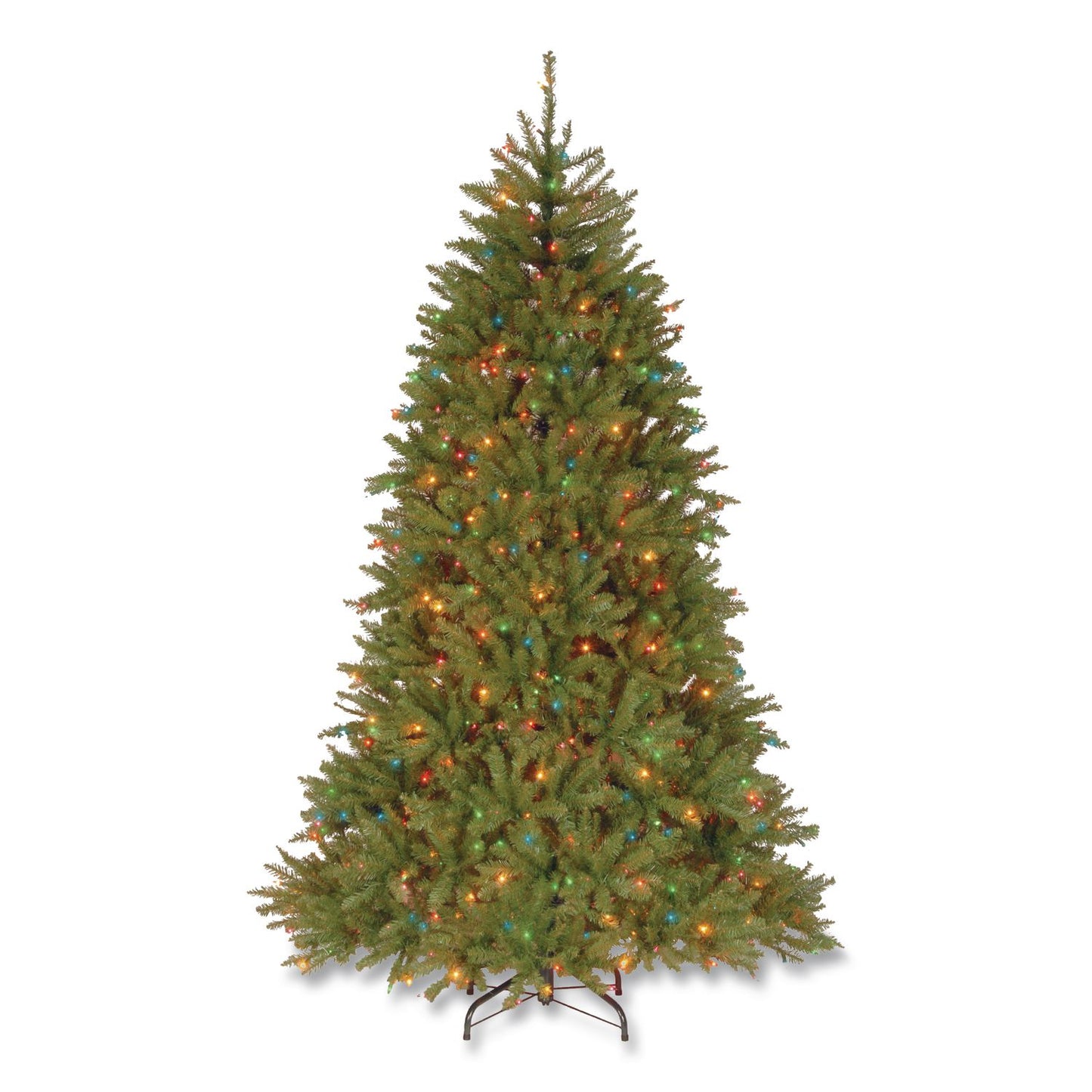 National Tree Company® Pre-Lit Dunhill Fir Tree, 59" x 59" x 90", Green Tree, Green Tree Stand (NTTDUH75RLO)