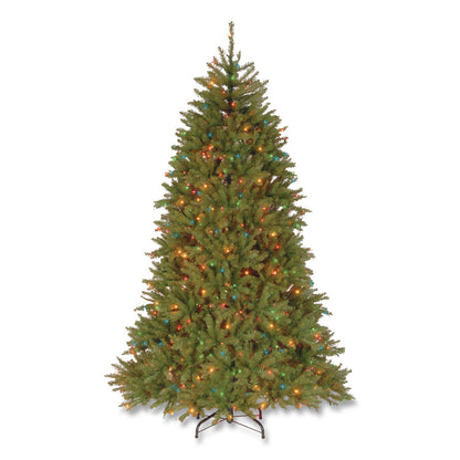 National Tree Company® Pre-Lit Dunhill Fir Tree, 59" x 59" x 90", Green Tree, Green Tree Stand (NTTDUH75RLO)