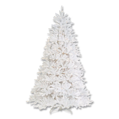 National Tree Company® Pre-Lit Dunhill Fir White Tree, 55" x 53" x 78", White Tree, White Tree Stand (NTTDUWH65LO)