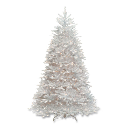 National Tree Company® Pre-Lit Dunhill Fir White Tree, 59" x 59" x 90", White Tree, White Tree Stand (NTTDUWH75LO)